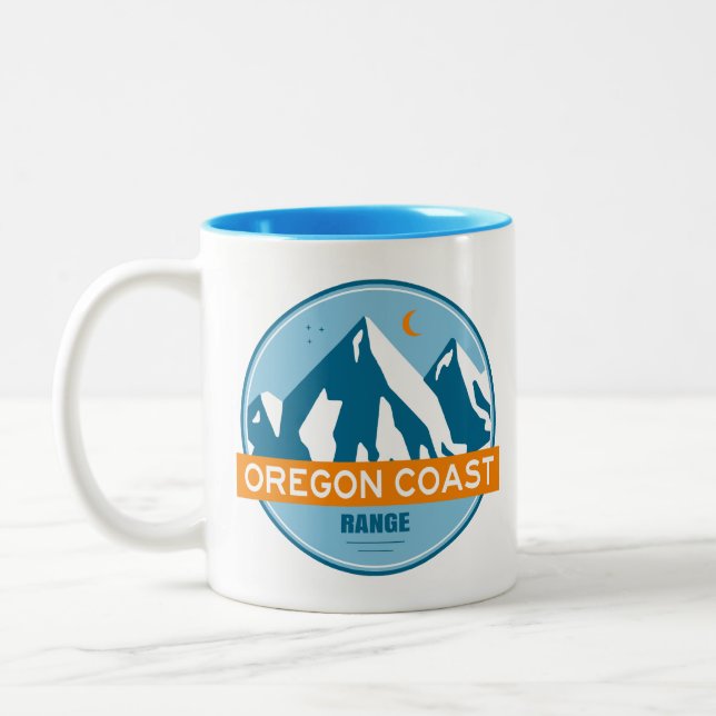 Oregon Coast Mountain Range Stars Moon Two-Tone Coffee Mug (Left)