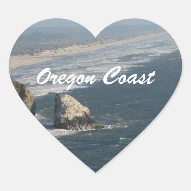 Oregon Coast Rocks Heart Sticker (Front)