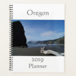 Oregon Coast Sandy Beach with Driftwood &amp; Blue Sky Planner