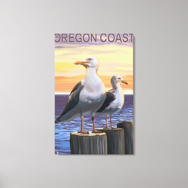 Oregon Coast Sea Gulls Canvas Print (Front)
