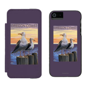 Oregon Coast Sea Gulls Wallet Case For iPhone SE/5/5s