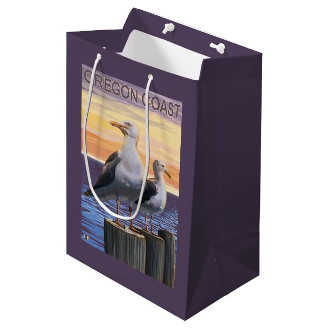 Oregon Coast Sea Gulls Medium Gift Bag (Front Angled)