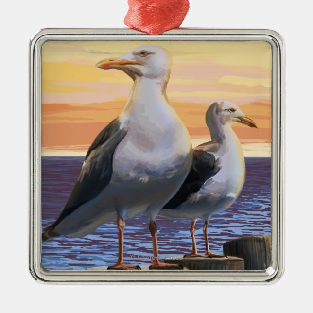 Oregon Coast Sea Gulls Metal Ornament (Front)