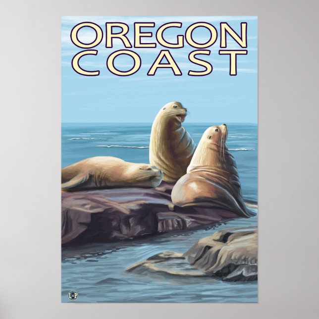 Oregon Coast Sea Lions Poster (Front)