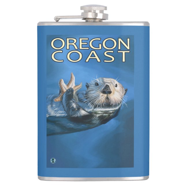 Oregon Coast Sea Otter Hip Flask (Front)
