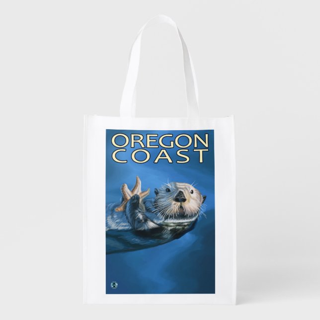 Oregon Coast Sea Otter Reusable Grocery Bag (Front)