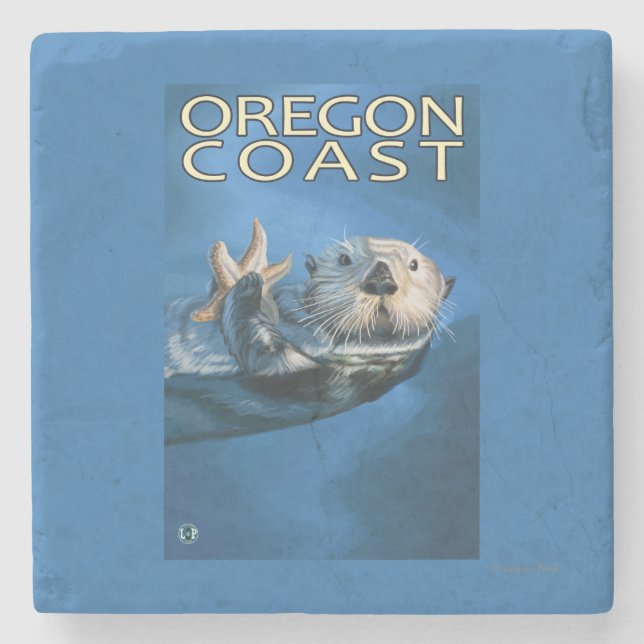 Oregon Coast Sea Otter Stone Coaster (Front)