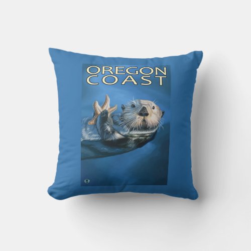 Oregon Coast Sea Otter Throw Pillow