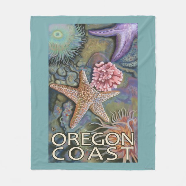 Oregon Coast Tidepool Fleece Blanket (Front)
