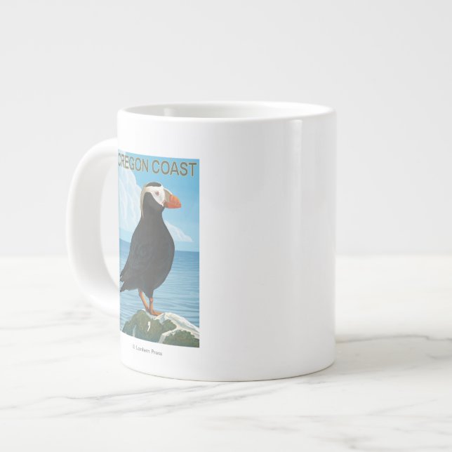 Oregon Coast Tufted Puffin Large Coffee Mug (Front Left)