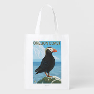 Oregon Coast Tufted Puffin Reusable Grocery Bag
