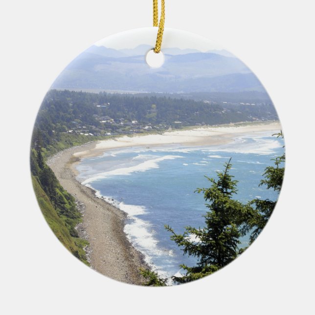 Oregon Coast View Ceramic Ornament (Front)