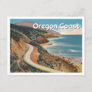 Oregon Coast Vintage Illustration with Large Name Postcard