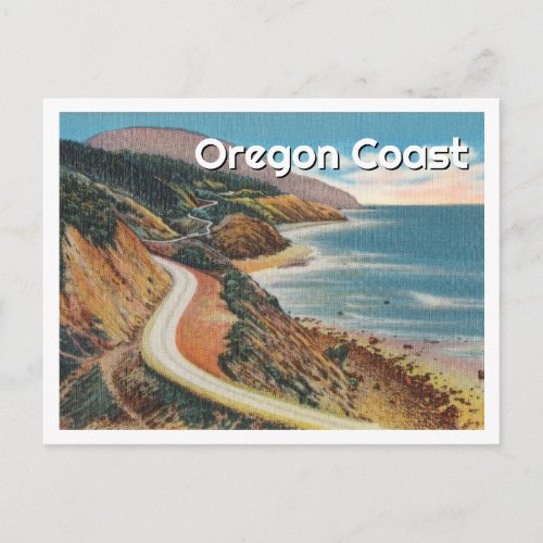 Oregon Coast Vintage Illustration with Large Name Postcard
