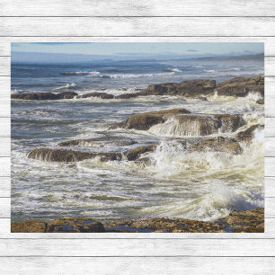 Oregon Coast Waves Rocks and Seafoam in Yachats Tissue Paper