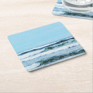 Oregon Coast Waves Square Paper Coaster