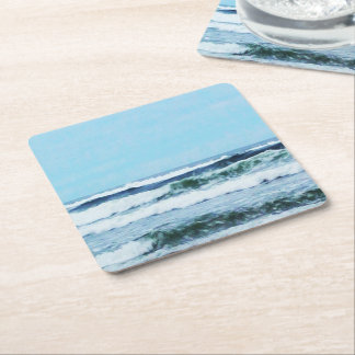 Oregon Coast Waves Square Paper Coaster