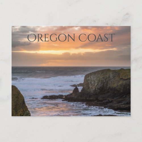 Oregon Coast Yaquina Sunset Ocean Photo Souvenir Postcard