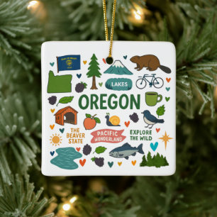 Oregon Custom Family Trip Christmas Ceramic Ornament