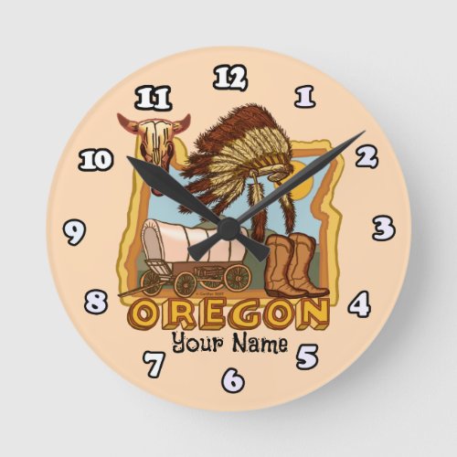 Oregon custom name round clock