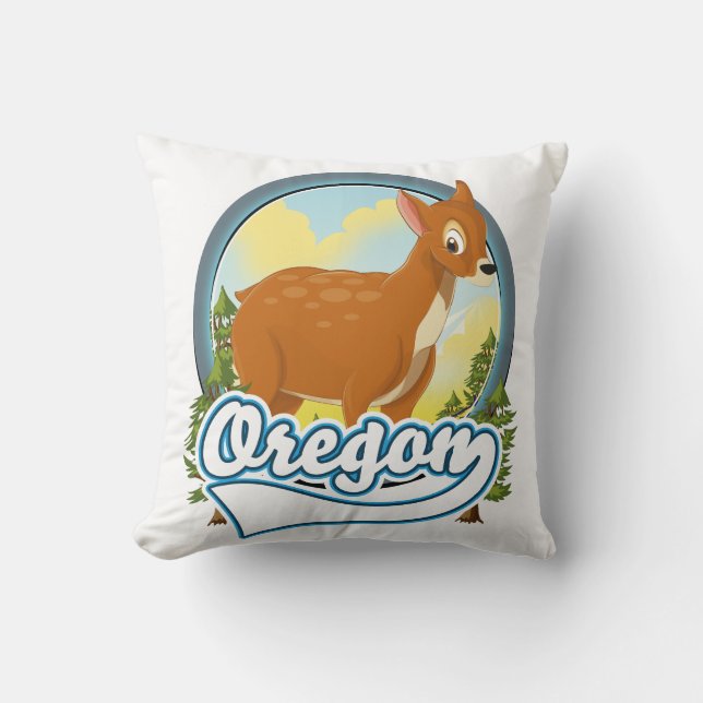 Oregon Deer travel logo Throw Pillow (Front)