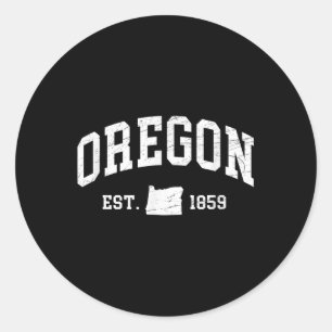 Oregon - Est. 1859 - Distressed _ Worn Design Clic Classic Round Sticker