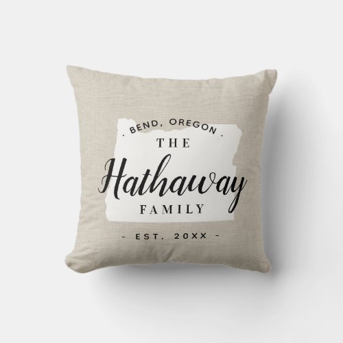 Oregon Family Monogram State Throw Pillow