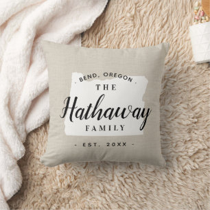 Oregon Family Monogram State Throw Pillow