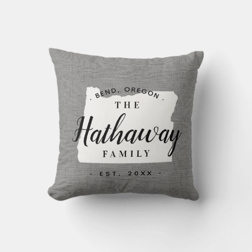 Oregon Family Monogram State Throw Pillow