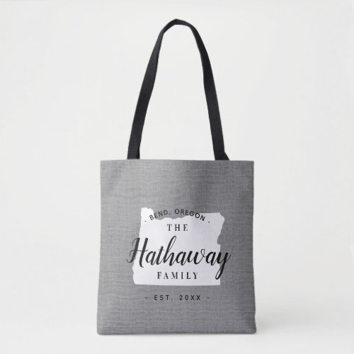 Oregon Family Monogram State Tote Bag