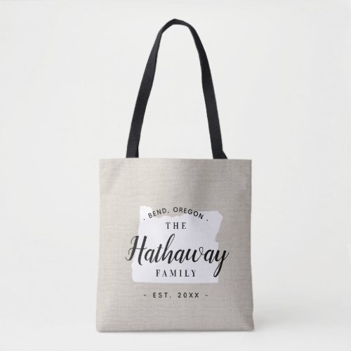 Oregon Family Monogram State Tote Bag