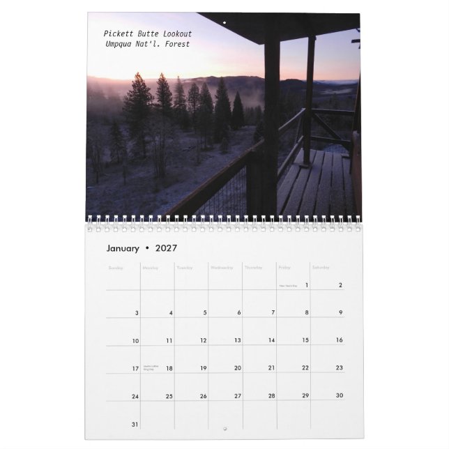 Oregon Fire Lookouts Calendar (Jan 2027)