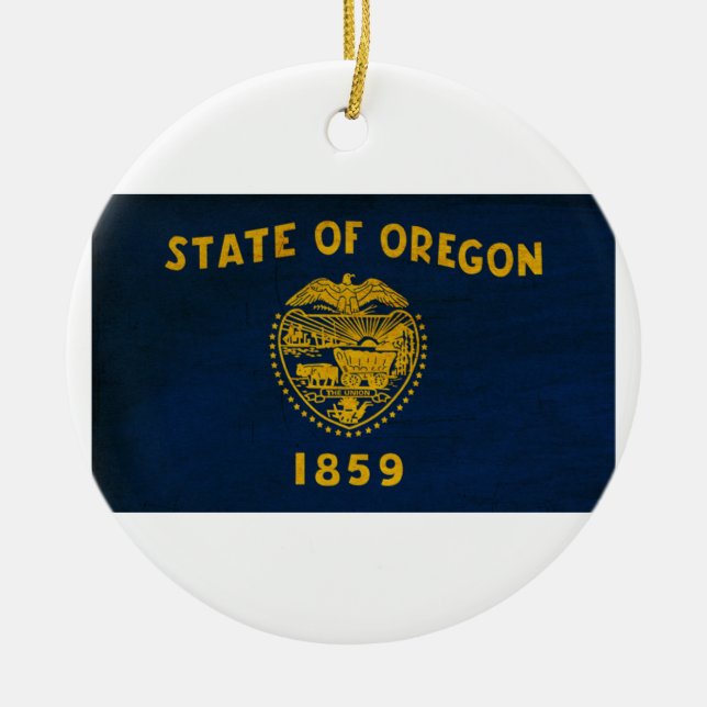 Oregon Flag Ceramic Ornament (Front)