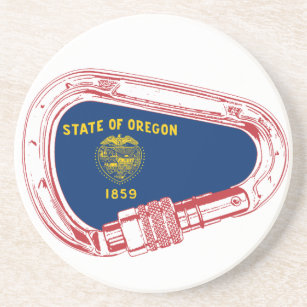 Oregon Flag Climbing Carabiner Drink Coaster