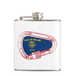 Oregon Flag Climbing Carabiner Hip Flask