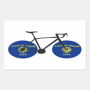 Oregon Flag Cycling Rectangular Sticker