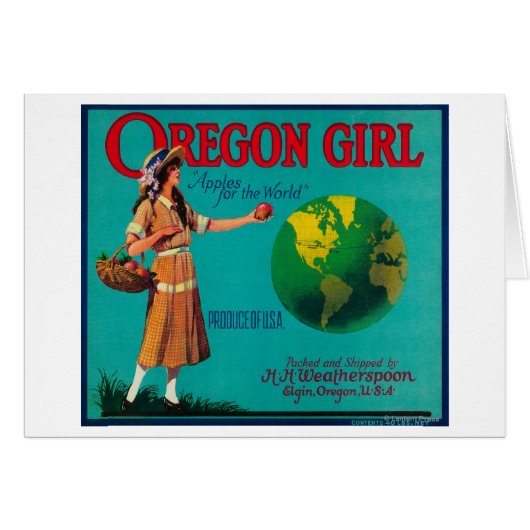 Oregon Girl Apple Crate LabelElgin, OR Cards (Front Horizontal)