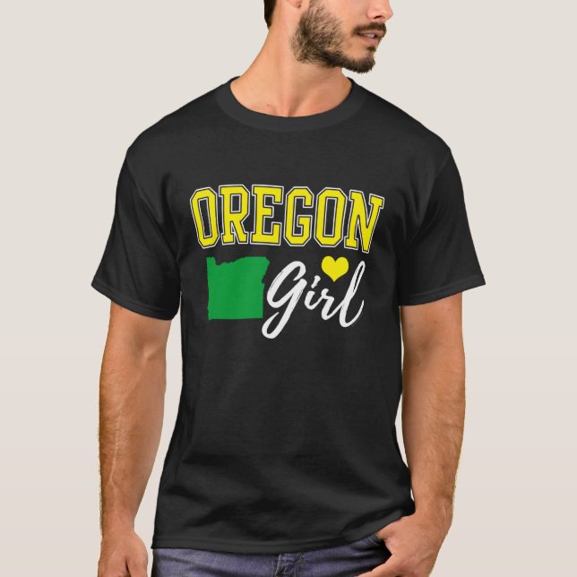 Oregon Girl Heart Map Shape Souvenir Gift for Wome T-Shirt (Front)