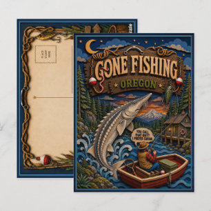 Oregon Gone Fishing White Sturgeon Postcard