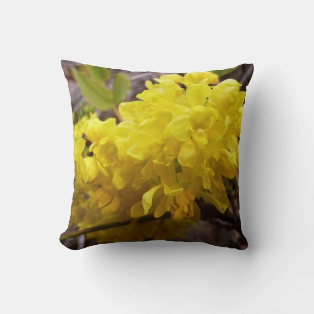 Oregon Grape Flowers Yellow Wildflowers Throw Pillow (Front)