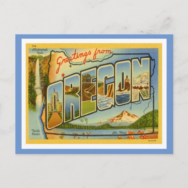 Oregon Greetings From US States Postcard (Front)