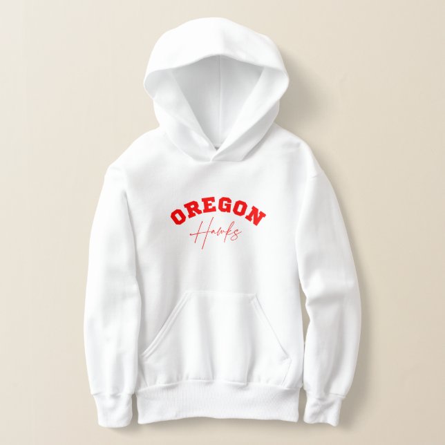 Oregon Hawks Red Kids Sweatshirt (Laydown)