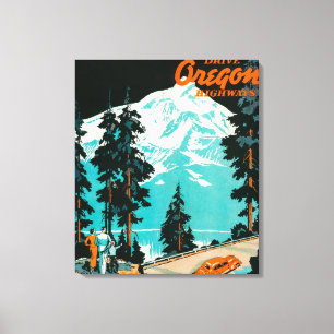 Oregon Highways Advertising Poster Canvas Print