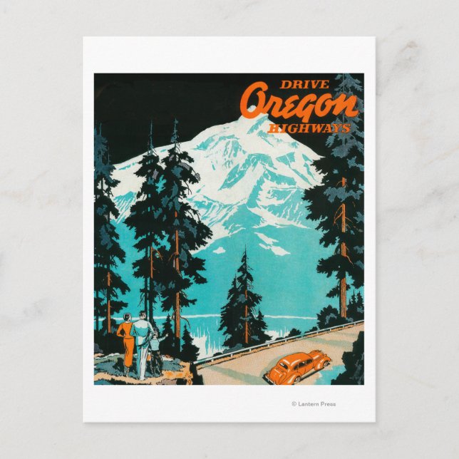 Oregon Highways Advertising Poster Postcard (Front)