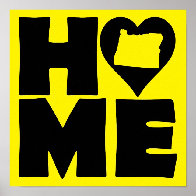 Oregon Home Heart State Poster Sign (Front)