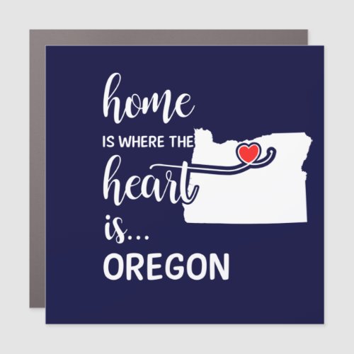 Oregon home is where the heart is car magnet