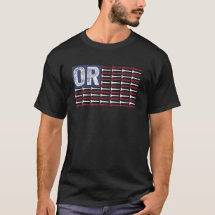 Oregon Home State Or American Flag Patriotic Golf T-Shirt