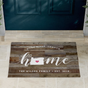 Oregon Home State Personalized Wood Look Doormat