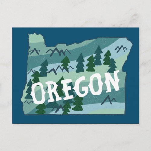 Oregon Illustrated Map Postcard