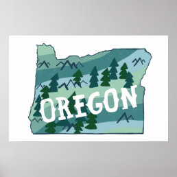 Oregon Illustrated Map Poster